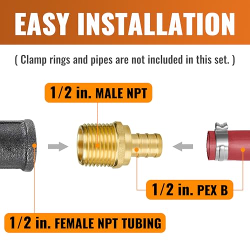 SUNGATOR 6-Pack 1/2" NPT to 1/2" PEX Male Adapter Plumbing Fittings