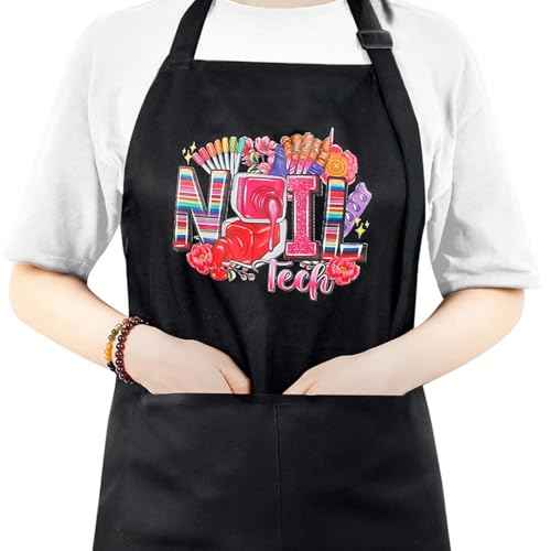 Adjustable Manicurist Apron, Waterproof Nail Tech Apron with 2 Pockets, Professional Cosmetics Apron