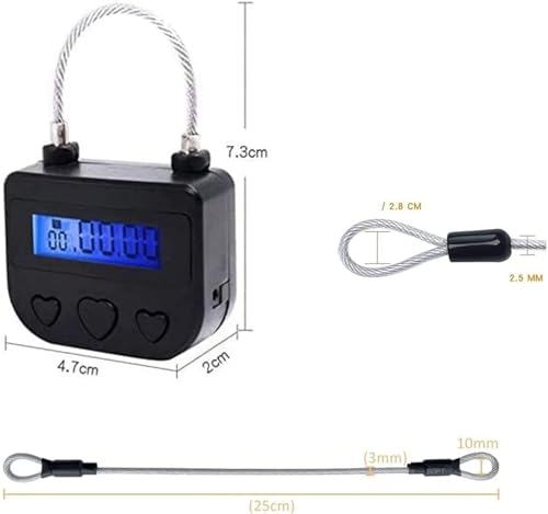 GONRIDASH Black Electronic Time Padlock 99H Max Timer LCD Rechargeable