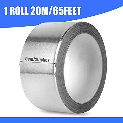 Aluminum Foil Tape, 2 inch x 65 Feet (3.9 mil), Insulation Adhesive Metal High Temperature Heavy Duty HVAC Tape, Silver for Ductwork, Dryer Vent, HVAC
