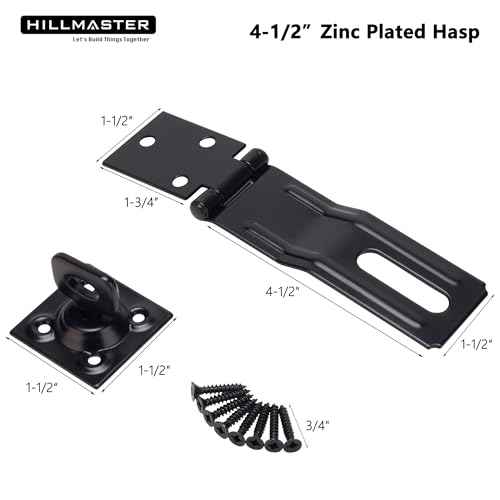 Swivel Staple Safety Hasps, 4-1/2" Gate Door Hasp Latch with Twist Knob Safety Padlock Clasp Lock for Fence, Gate, Cabinet, Barn Door, Shed, Black