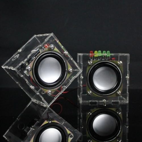 Transparent DIY Stereo Speaker Kit with LED Light Electronic Audio Amplifier ? a cool mini speaker suitable for home, school, and workshop soldering practice kits
