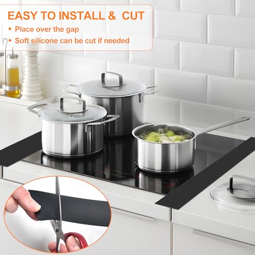 FLSEPAMB 21-Inch Silicone Stove Gap Covers 2-Pack, Heat-Resistant Anti-Slip Gap Filler Black