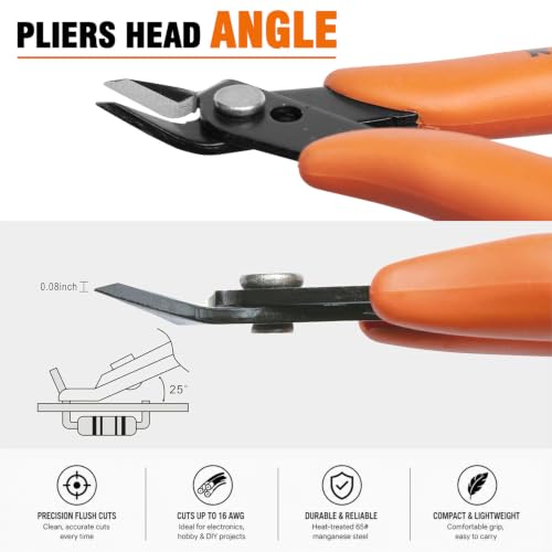 KATA 5-Inch Mini Flush Wire Cutters for Jewelry & Model Making - 1 Pack Orange