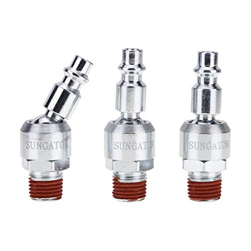 SUNGATOR 3-Pack 1/4 Inch Swivel Air Tool Fittings, 360¡Æ Rotatable 1/4'' Industrial Plugs, 1/4'' MNPT Swivel Air Compressor Hose Fittings, Quick Connect Male NPT Plugs