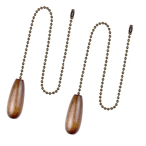 2pcs Wooden Ceiling Fan Pull Chain Set Retro Style Pendant Switch Extension