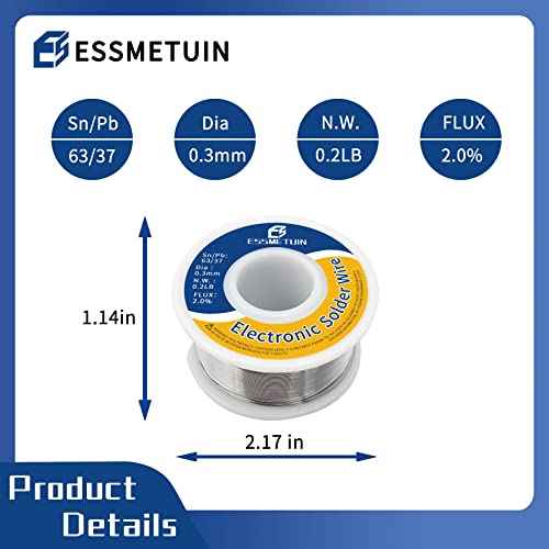 63/37 Tin Lead Rosin Core Solder Wire for Electrical Soldering (0.3mm 0.22LB) by Essmetuin