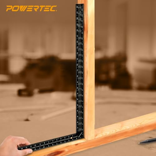 POWERTEC Framing Square, 16 x 24 Inch Steel Carpenter Square with
