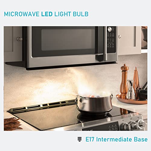 Maelsrlg 2 Pack LED Microwave Light Bulbs 3W 380 Lumens E17 3000K Warm White, Dimmable Under Hood