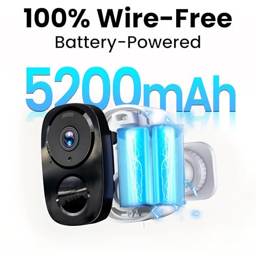 HITELLARCAM 2K Wireless Outdoor Security Camera White - 1 Pack, 2.4G/5G WiFi, Battery Powered, Waterproof, Night Vision, Motion Detection, Siren Alarm