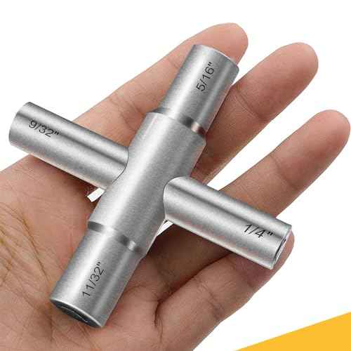 4-Way Sillcock Key Wrench, 1/4", 9/32", 5/16", 11/32", Fits Most Sillcock, Stopcock, Water Spigots, Wall-hydrant, Control Cabinet and Valves