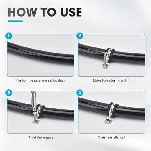 1-1/4 Inch 10 PCS 2 Holes Rubber Cushioned U Bracket Clamp, Reinforced Rigid Pipe Strap, Stainless Steel Conduit Straps Cable Clamp (32 mm) by Tavonuxt