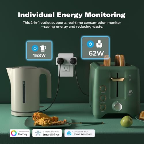 THIRDREALITY 2 Pack Zigbee Smart Dual Outlets with Independent Control & Power Monitoring