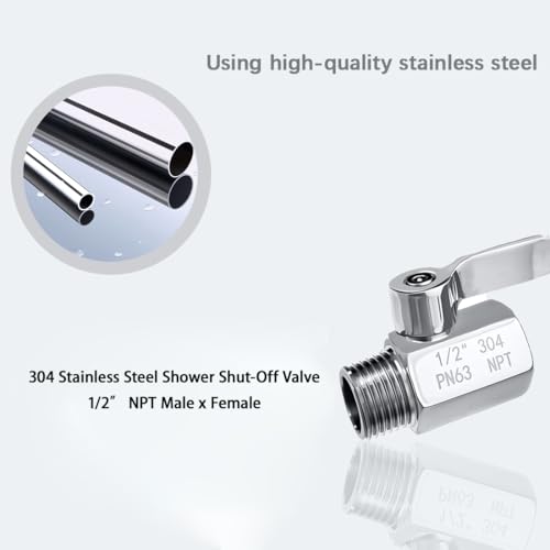 JUNHOME 1/2” Stainless Steel Shower Water Flow Control Valve - Leakproof, Durable