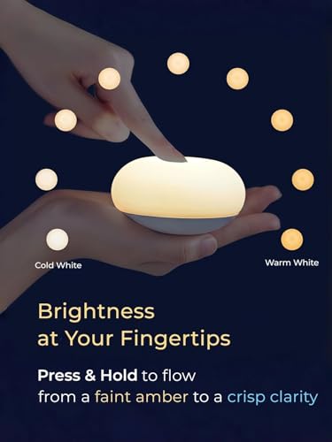 EASZZZ Baby Night Light Egg Lamp for Nursery, Warm White Flip Design Touch Lamp