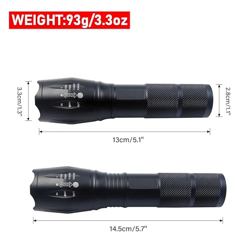 LED Flashlights - High Lumen Mini Tactical Flashlights with 5 Modes, Zoomable Beam, Water-Resistant Design for Camping, Outdoor, and Home Use (4)