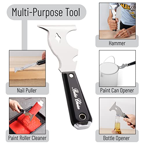 Bates Choice 10-in-1 Paint Scraper Tool for Wood - 1 Pack Black