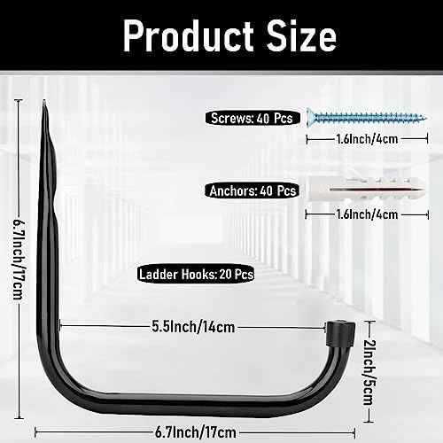 20Pcs Heavy Duty Garage Storage Hooks, 6.7 Inches Garage Wall Hook for Hanging Tools, Ladder, Bicycle, Chairs