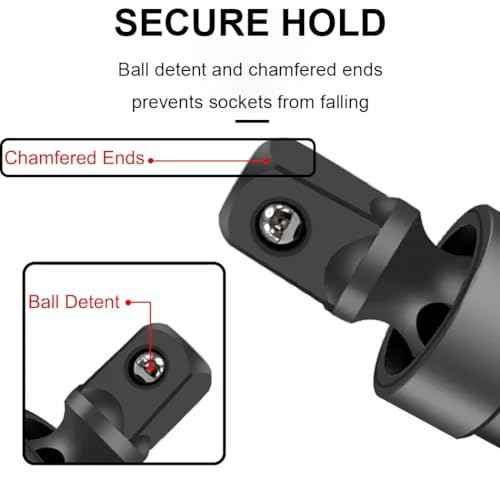3PCS Universal Joint Swivel Socket Adapter Set (1/4", 3/8", 1/2"), 360¡Æ Rotating, Chrome-Plated Steel, Universal Fit, Anti-Slip Design - Heavy-Duty Automotive & DIY Mechanics Tool Kit