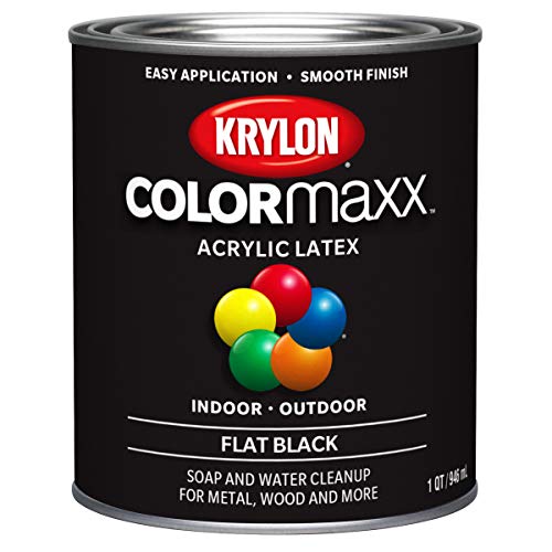 Krylon ColorMaxx Flat Black Acrylic Latex Interior/Exterior Paint, 32 Fl Oz