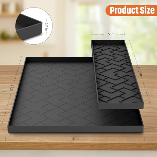 Beenxmyy Black Silicone Mat 22.5"x15" for Ninja Slushie & Creami Machines, Removable 0.7" Edge Guard