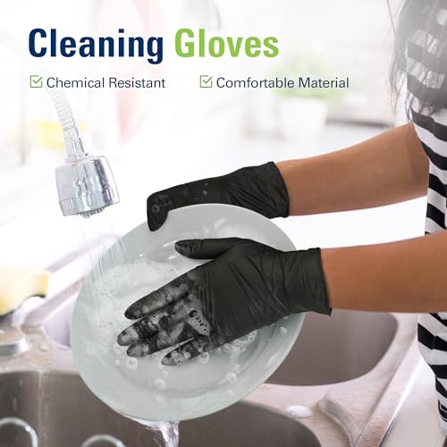 SWIFTLITE Black Nitrile Disposable Gloves Large 100 - Food Safe, Latex-Free