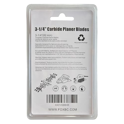 FOXBC 3-1/4 Inch 82mm TCT Carbide Planer Blades Replacement For Makita N1900B, KP0810, XPK01, DeWalt D26676, DW6655, DW680, Bosch 1594 PA1205, Ryobi and most Hand-Held Planer