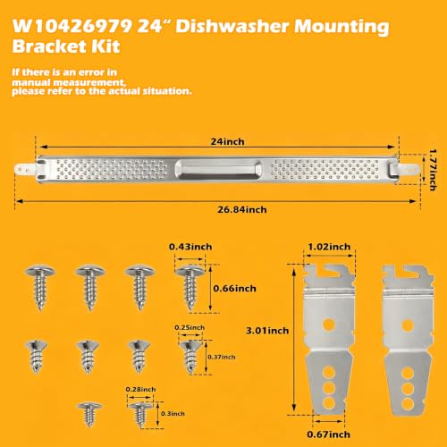 24-Inch Dishwasher Mounting Bracket Kit with 8269145 Screws – OEM Replacement for Whirlpool/KitchenAid/Maytag (W10426979 etc.)