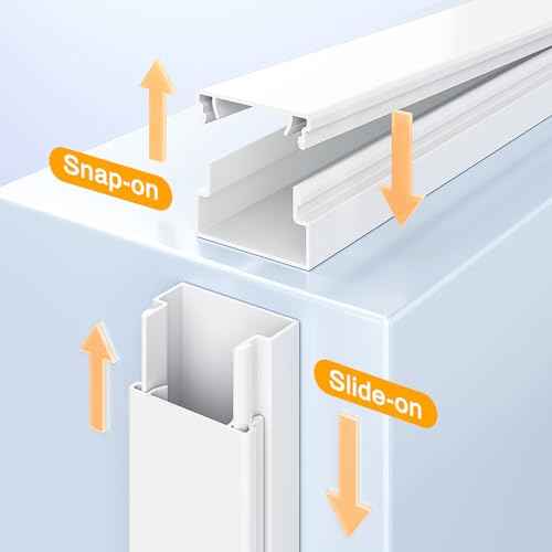 Delamu Cord Hider, 157in Wire Covers for Cords on Wall, Premium Cable Hider Cord Covers for Wires, Cable Management Wire Hiders for TV, Cable Raceway Kit, W0.95 H0.55in, White