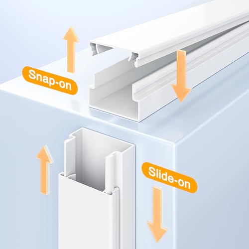 Delamu 157in White Cable Raceways Wall Cord Cover Kit - Wire Management