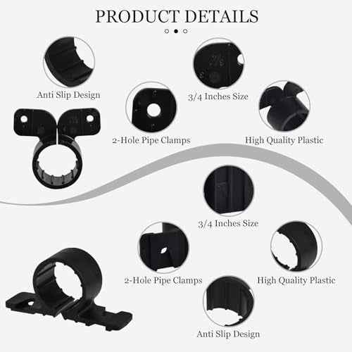52PCS 3/4 Inch Pex Suspension Pipe Clamps Set, Pipe Supports Suspension Clamp Includes 40PCS Black Pex Tubing Pipe Support & 12PCS Butterfly Style Pex Tubing Clamps for Pex, Copper, CPVC Pipe