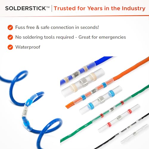 Solderstick Waterproof Wire Connectors Kit - Insulated Heat Shrink Splice Assortment for Automotive & Marine