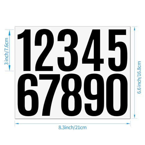 GHYPL Black 3 Inch Waterproof Vinyl Mailbox House Number Stickers - 6 Sheets