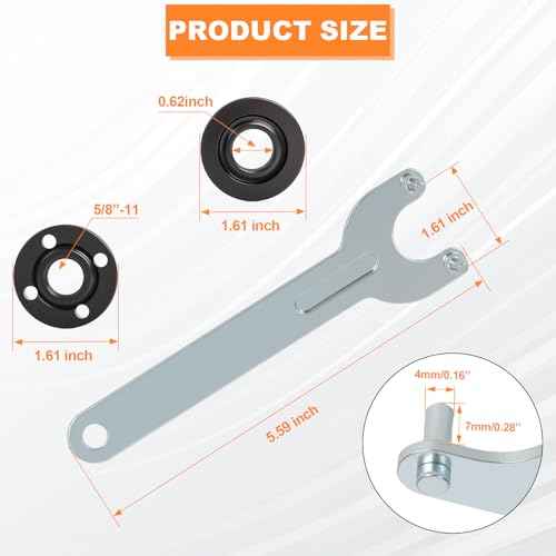 7PCS Angle Grinder Nut and Wrench Kit 5/8-11 Flange Lock Nut Compatible with Dewalt Milwaukee Makita Ryobi Bosch Metabo Black Decker 4.5 5 Inch Grinder Parts Replacement