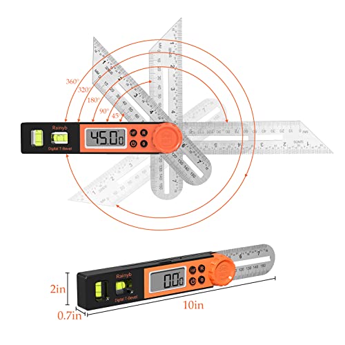 Rainyb Digital Angle Finder & T-Bevel Gauge 0-360° Protractor Tool, 1x Variation