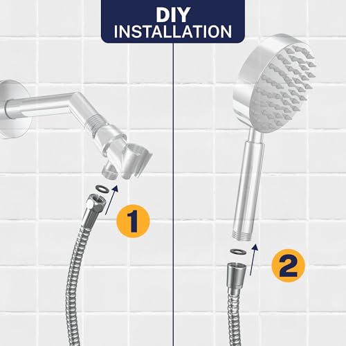 HammerHead 72 Inch Silver Metal Shower Hose - Extra Long, Universal Replacement