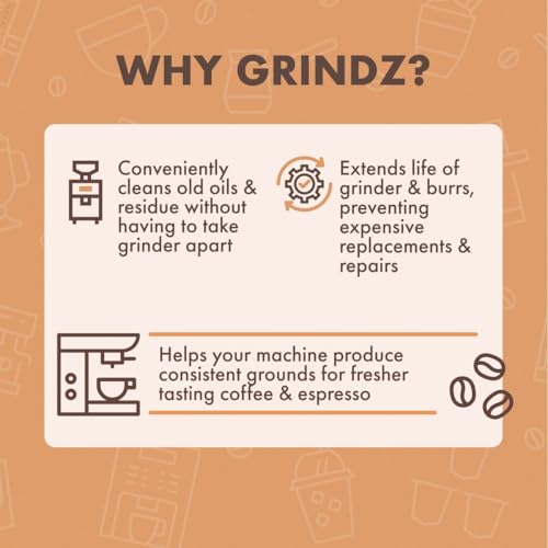 Urnex Grindz Professional Coffee Grinder Cleaning Tablets 430g - All Natural Gluten Free