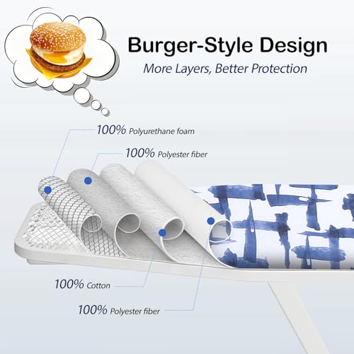 Ironing Board Cover and pad - 15 x 54 Thick Padding 4 Layers with 2"