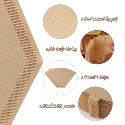 Prudiut Unbleached #4 Cone Coffee Filters 160 Count for 8-12 Cup, Ninja Maker Compatible