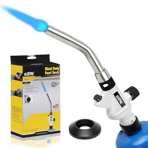 BLUEFIRE Pearl Metal Handle Turbo Torch Head, Multi-Purpose Auto Blowtorch fuel by Propane MAPP MAP PRO, Great Cooking Gadget for Chef,Welding Brazing Nozzle for Professional