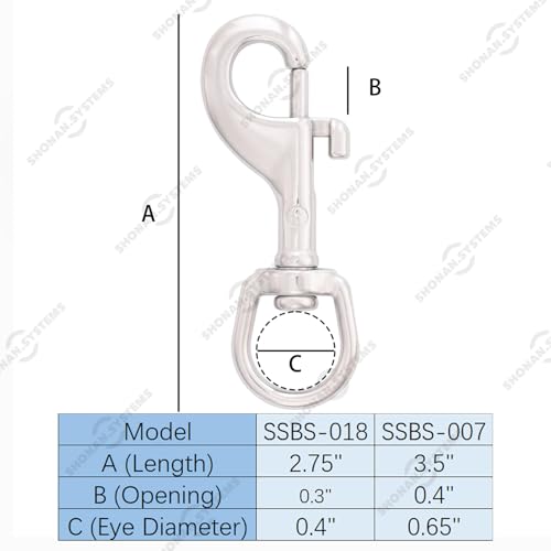 SHONAN 2.75 Inch Marine Grade Stainless Steel Swivel Snap Hook 2 Pack - Versatile Flag, Dog Leash & Diving Clip