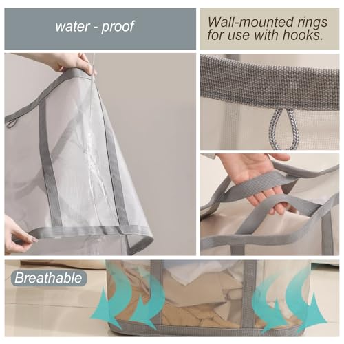 HGZBS Collapsible Laundry Basket with Handles Grey, 1, Standard
