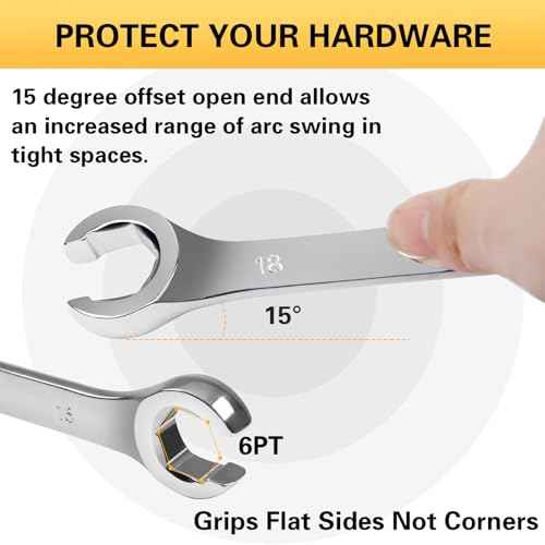 Auniwaig 16mm x 18mm Flare Nut Wrench 0.63 x 0.71 Inch Metric Double Open End Geardrive Flare Nut Wrench for Removing Replacing Nuts 1 Pcs