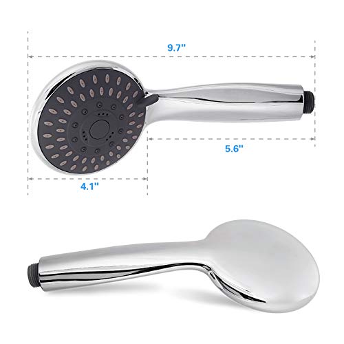 BRIOUT Silver Handheld Shower Head High Pressure 5-Settings with Hose