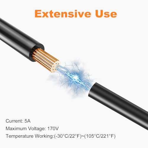 12/2 Low Voltage Landscape Wire 250ft - 12 Gauge Direct Burial Cable, Black, CCA Copper Clad Aluminum