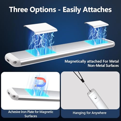 RUIKORING 8.5 Inch Silver Under Cabinet Light 6 Pack with 3 Color Modes