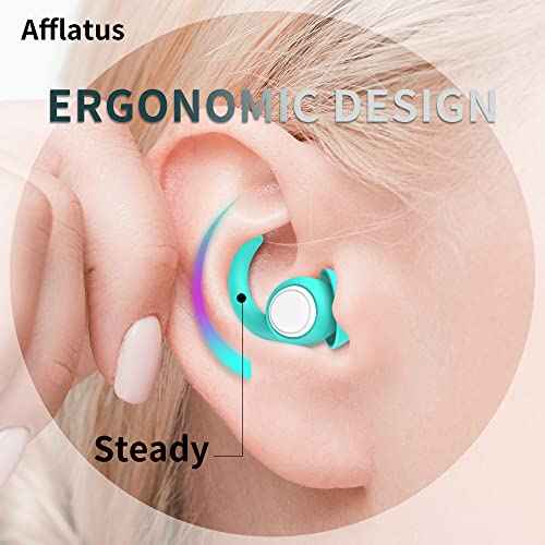 Afflatus Ear Plugs for Sleeping Noise Cancelling, 2 Pairs (S+L) Comfortable Reusable Noise Reduction Ear Plugs, Earplugs for Sleep, Snoring (Pure Black)