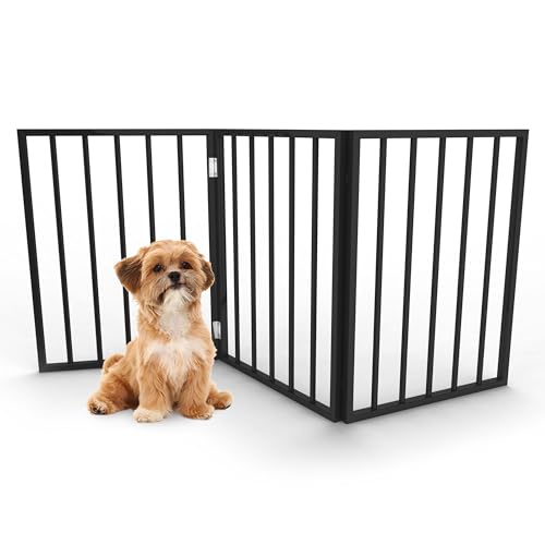 PETMAKER Black 3-Panel Foldable Indoor Dog Gate - 54x24 Inch Freestanding Pet Fence