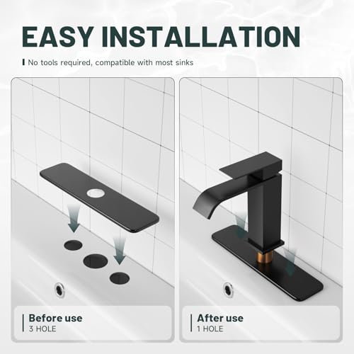 Greenspring Matte Black 10 Inch Faucet Deck Plate for 2-3 Hole Sinks - Right Angled Edge