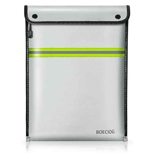 Upgraded Fireproof Document Bag, 15 in x 11 in Large Capacity with Waterproof Zipper, Flame-Resistant Edging, Fire Proof Money Bag for Cash, Safe Storage for Documents Valuables, Passports